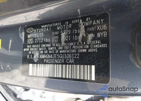 2016 Hyundai Genesis 3.8 from USA, damaged, VIN KMHGN4JE5GU106122